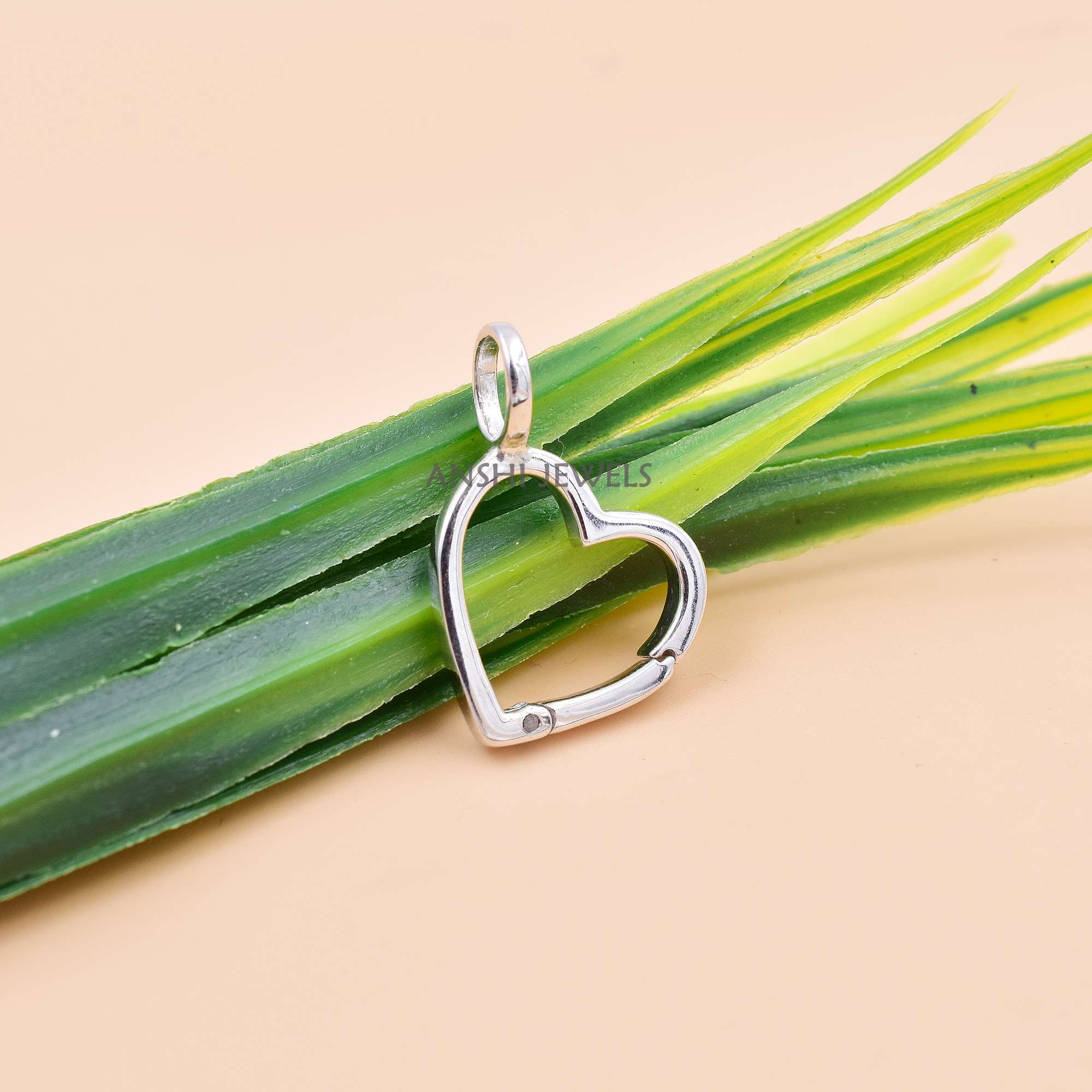 Heart Shaped Lock Pendant In 925 Sterling Silver Charm Holder For Necklace & Bracelet