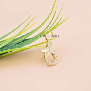 14K Yellow Gold Plated Genuine Diamond Statement Necklace Connector In Silver