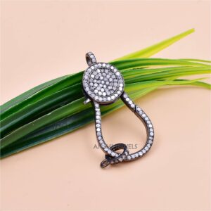 Designer Sterling Silver Diamond Click Lock for Fine Jewelry In Black Oxidized