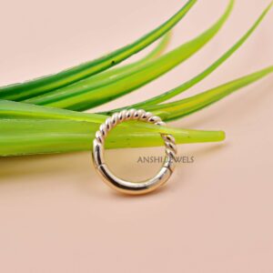 Designer Twisted Round Lock Clasp in 14K Yellow Gold Plated Silver