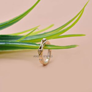 The Sculpted Link: Handmade 14K Gold Plated Minimalist Necklace Connector In Silver