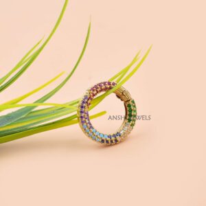 Gold Plated Sterling Silver Lock Enhancer with Multi CZ Stones – 14k Gold Plated Lock Charm Jewelry
