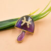 Amethyst Mushroom Pendant with Diamond Accent in Gold Plated Silver