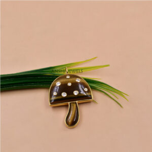 Mystic Mushroom Charm in Tiger’s Eye with White Sapphire Accent Pendant
