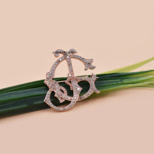 Rose Gold Plated JG Monogram Brooch with Sparkling Diamond Detailing