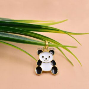 Panda Bear Pendant in Sterling Silver with Enamel Detail