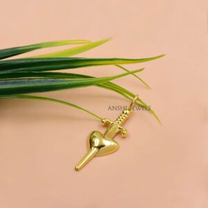 Pierced Heart Sword Pendant in 14K Gold Plated Sterling Silver