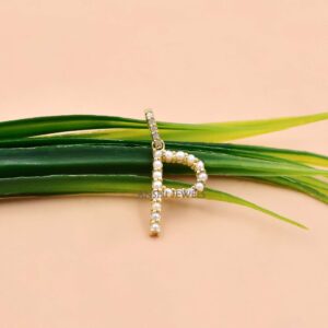 14K Yellow Gold Plated Diamond & Pearl Initial P Pendant Charm