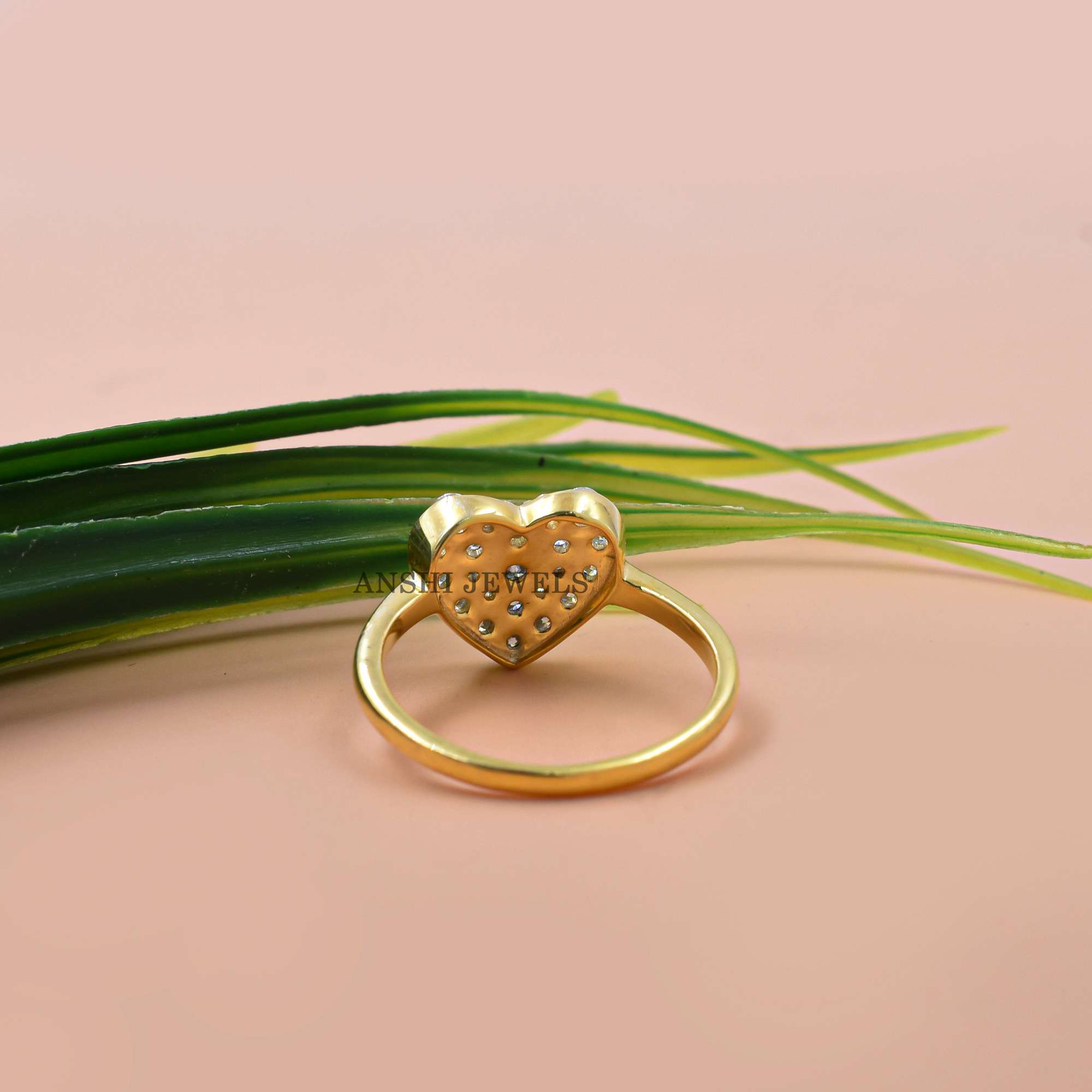 14K Gold Plated Heart Shape Moissanite Ring Jewelry - Image 3