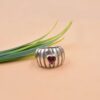 Sterling Silver Cigar Ring with Pink CZ Heart & White CZ Band Band Ring
