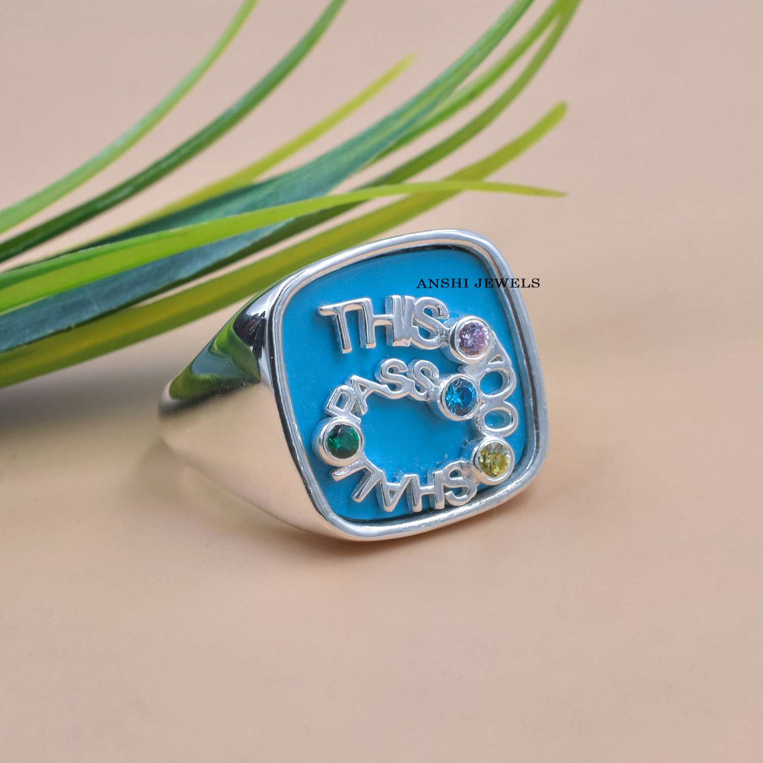 Sterling Silver Turquoise Cocktail Ring with Brilliant CZ Accents