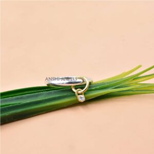 Two-Tone White CZ Dangle Charm Ring In 925 Sterling Silver