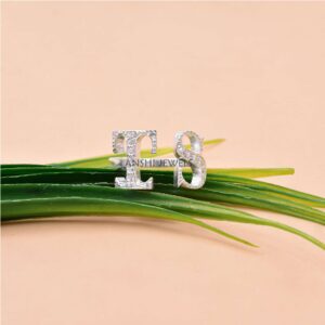 TS Initial CZ Ring in Sterling Silver – Personalized Monogram Band