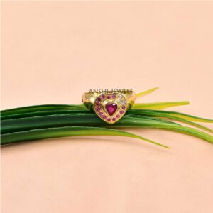 Designer Pink CZ Heart Ring for Everyday Elegance In Sterling Silver