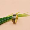 14k Gold Plated Bold Black Enamel Statement Ring in 925 Sterling Silver