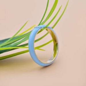 Bold Sky Blue Enamel Fashion Ring in Sterling Silver