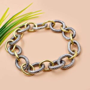Vintage Oval Link Bracelet in 925 Sterling Silver – Twisted Designer Bracelet