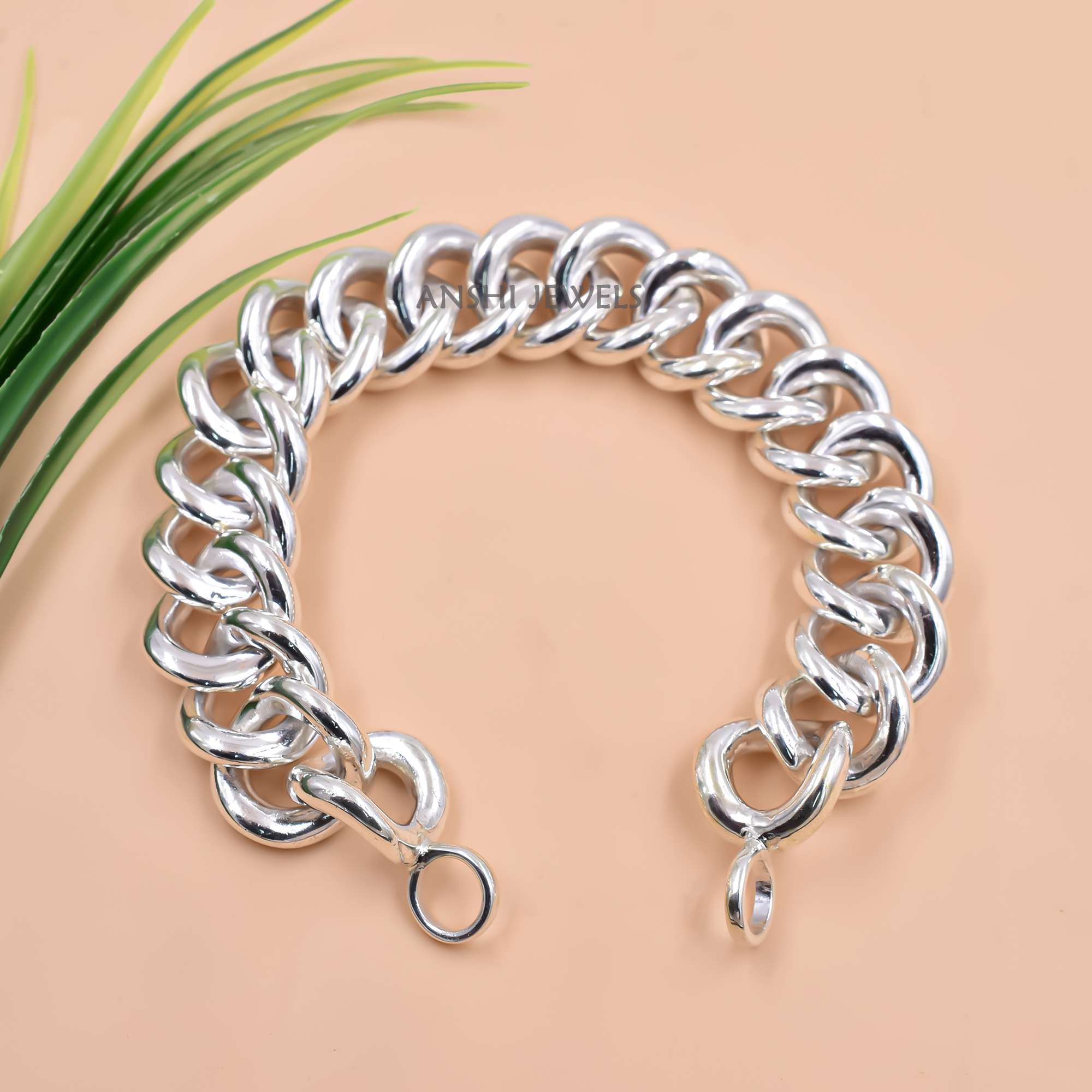 Bold Curb Link Chain Bracelet, Solid Sterling Silver Fashion Jewelry