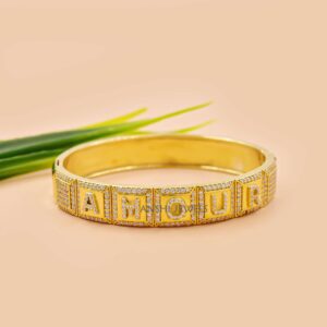 French Love AMOUR Bangle – Cubic Zirconia Personalized Luxury Silver Jewelry