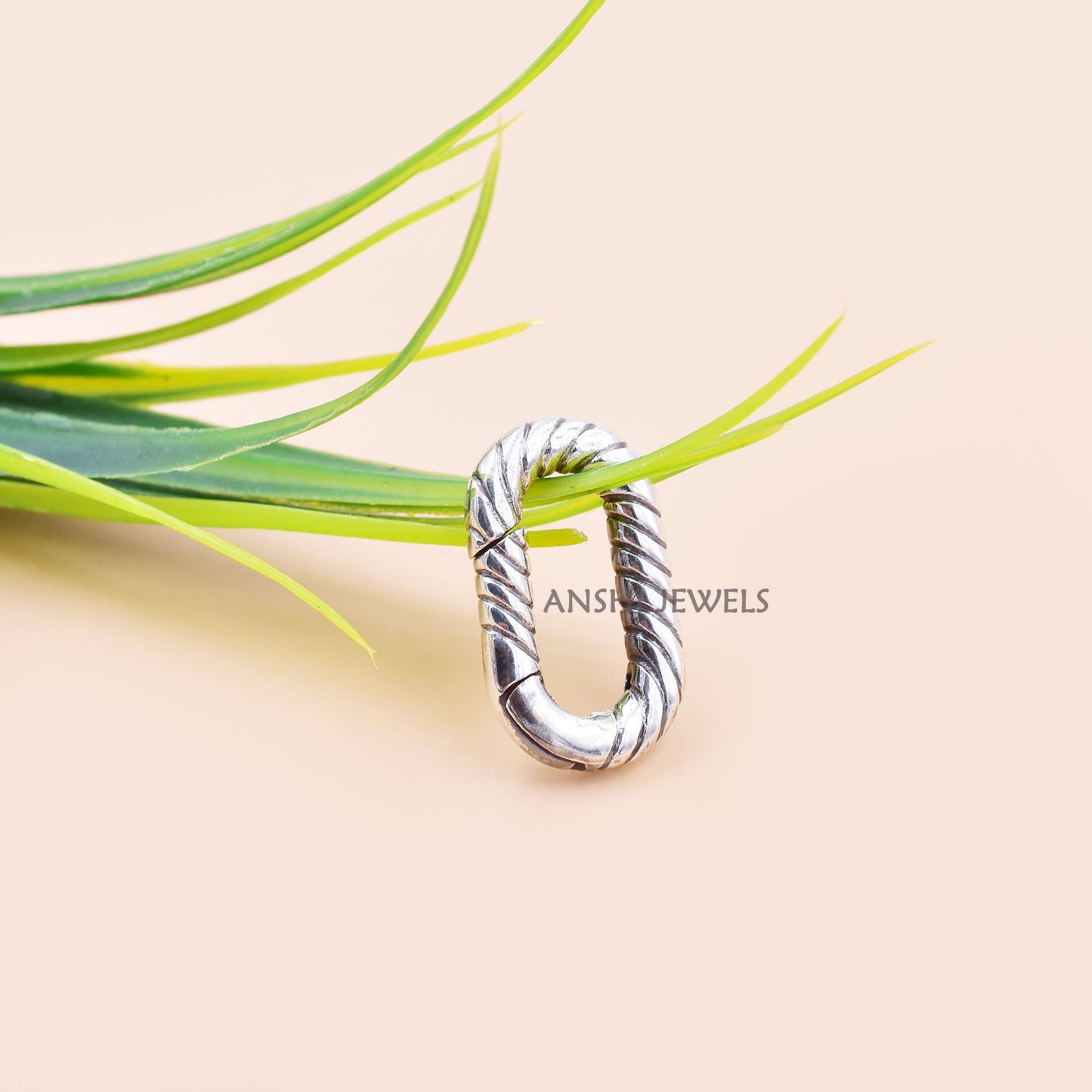 Sterling Silver Oval Charm Enhancer Clasp for Necklaces & Pendants