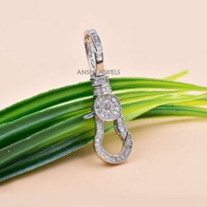 925 Sterling Silver Diamond Click Clasp Designer Jewelry Connector