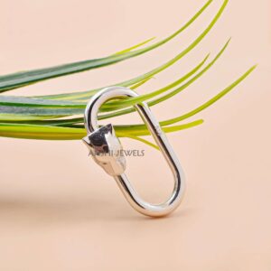 925 Sterling Silver Panther Head Screw Carabiner Lock, Wild Cat Charm Connector