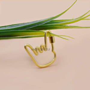 14K Gold Plated Figa Hand Carabiner Lock – Modern Designer Charm Holder Clasp