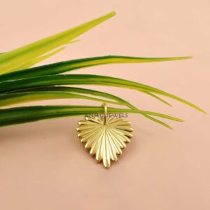 925 Silver Sunburst Heart Pendant, Gold Plated Fluted Ribbed Heart Charm