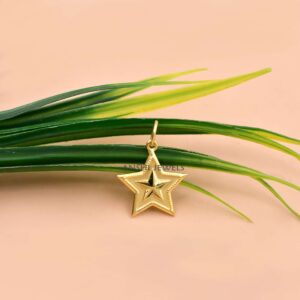 14k Gold Plated 3D Star Charm in 925 Sterling Silver