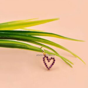 Ruby Heart Charm in Solid 925 Sterling Silver, Pendant for Necklaces & Bracelets