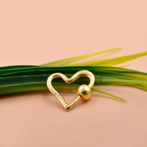 14k Gold Plated Heart-Shaped Ball Screw Carabiner Lock In Sterling Silver