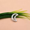 925 Sterling Silver Textured Crescent Moon Clasp Connector For Chain