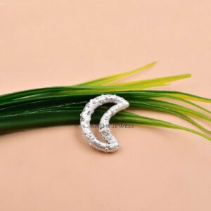 925 Sterling Silver Textured Crescent Moon Clasp Connector For Chain