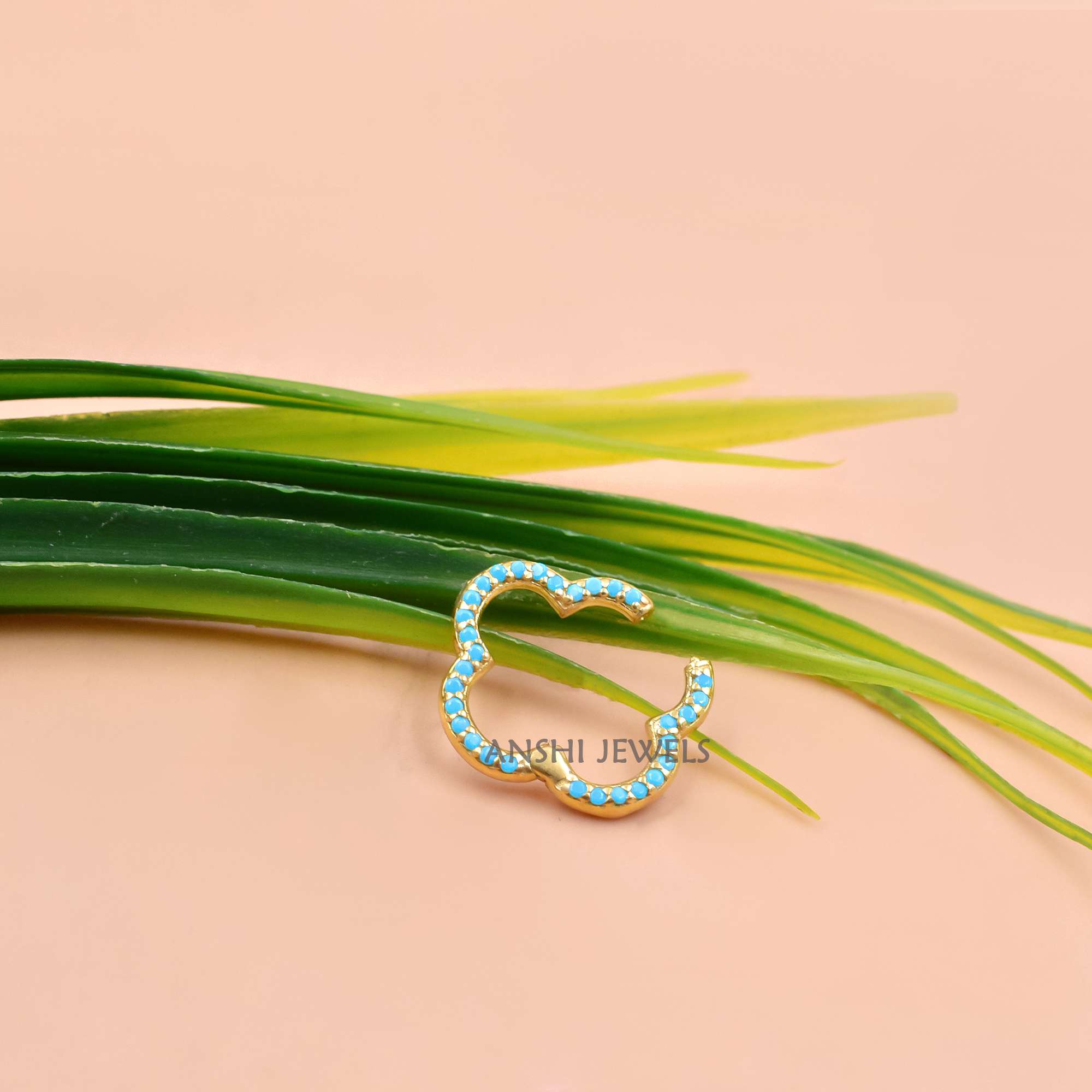 925 Sterling Silver Turquoise Clover Clasp Connector For Necklace - Image 2