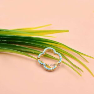 925 Sterling Silver Turquoise Clover Clasp Connector For Necklace