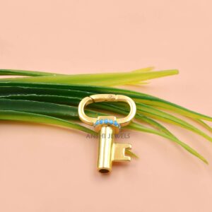 Turquoise Key Lock Charm Holder For Necklace, 925 Silver Jewelry Connector