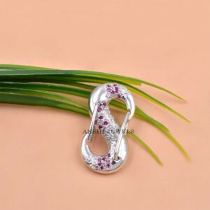 Sterling Silver Floral S-Hook Clasp Lock with CZ Accent, Necklace & Bracelet Connector Jewelry