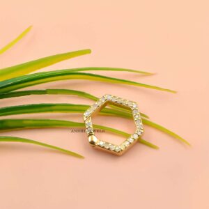Diamond-Hexagon Lock Clasp Gold Plated Sterling Silver Jewelry Finding