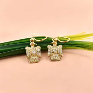 White CZ Eagle Earrings In 14k Gold Plating Sterling Silver