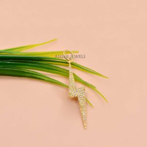 14k Gold-Plated Silver Diamond Lightning Bolt Pendant