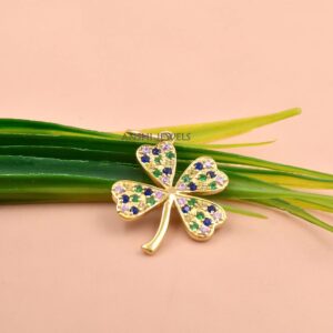 14K Gold-Plated Multi CZ Flower Pendant, Sterling Silver Necklace Jewelry