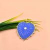 14K Gold-Plated Silver Carved Blue Chalcedony Heart Pendant with White CZ