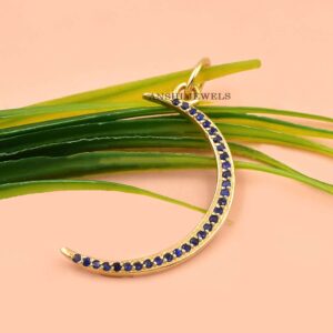 Blue Sapphire Moon Charm – 14K Gold-Plated Silver Celestial Jewelry