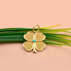 Turquoise Clover Charm – 925 Sterling Silver Necklace Jewelry