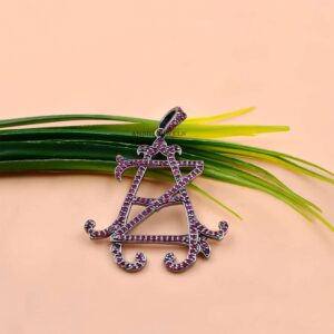 Custom AZ-ZA Ruby Pendant – Grey-Plated Silver Initial Jewelry