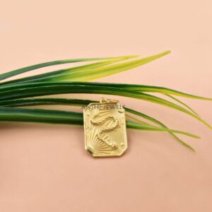 925 Sterling Silver Gold Finish Snake Sunburst Pendant, Celestial Tarot Card Tag Charm