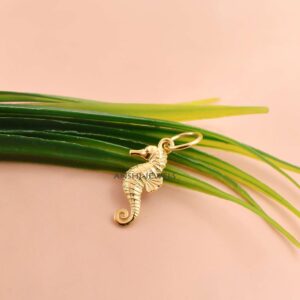 Gold Plated Textured Sea Life Seahorse Pendant For Necklace – 925 Sterling Silver Jewelry