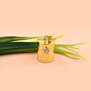 Silver Pill Box Pendant, Gold Plated Opening Secret Stash Locket