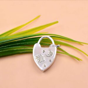 Diamond Celestial Heart Padlock Clasp in 925 Sterling Silver