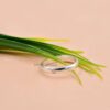 925 Silver Band with Inset White CZ; Smooth Polish Silver Band